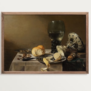 Nature morte hollandaise | Peinture baroque | Nature morte alimentaire | Impression de peinture à l&#39;huile ancienne