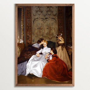 The Hesitant Fiancée Art Print | The Reluctant Bride by Auguste Toulmouche, Dark Academia Decor, Feminist Art