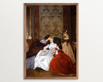 Impression d'art La fiancée hésitante | La mariée réticente par Auguste Toulmouche, décor Dark Academia, art féministe