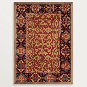 Vintage Rug Print – Ornamental Lotto Carpet | Fabric Art Print | Boho Home Decor