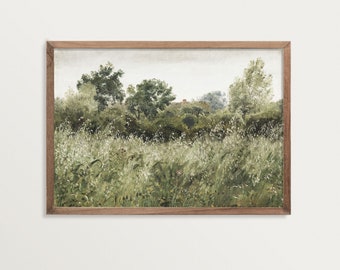 Country Painting Print – Oat Field | Antique Landscape Painting | Cottagecore Decor