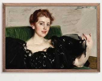 Victoriaanse portretkunstdruk – vintage woondecoratie