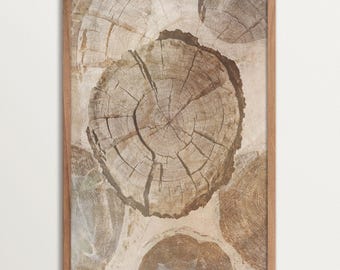 Tree Ring Print - Wabi Sabi Japandi Neutral Wall Art