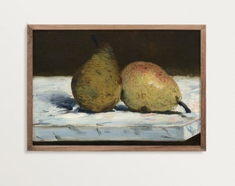 Fruit Painting Print - Pair of Pears | Country House Kitchen Art | Vintage Fruit Still Life Painting