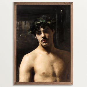 Moody Art Print, Male Portrait Painting Print, Dark Art, Antique Portrait