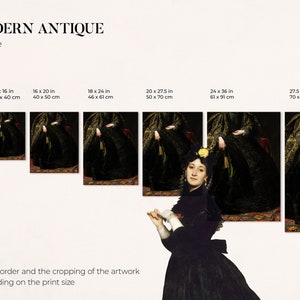 Size guide from Modern Antique Prints with the available size options for the art print.