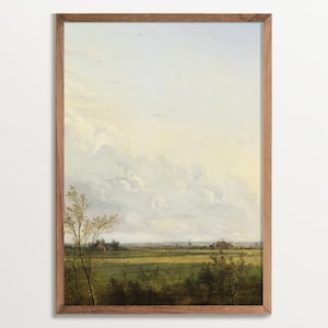 Cloud Painting Print, Vintage Landscape Print, Country Painting