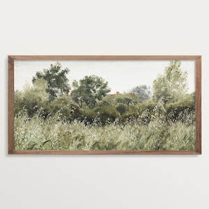 Country Painting Print – Oat Field | Vintage Landscape Print | Panoramic Wall Art