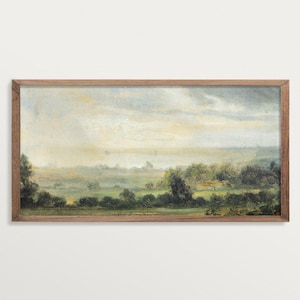 Panoramic Wall Art – Landscape Painting Print, Panoramic Countryside Print, Antique Style Landscape Poster, French Cottagecore Decor