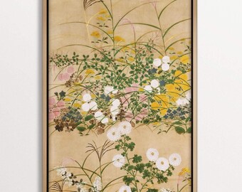 Blumen Leinwanddruck, Vintage Chinoiserie Wandkunst, Sanfte Naturdeko, Elegantes Blumen Geschenk, Zeitlose Leinwandkunst