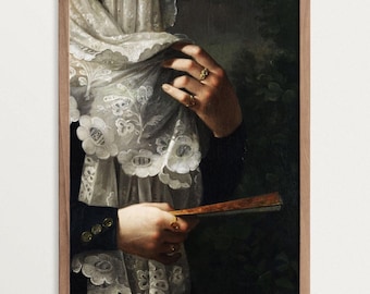Victorian Wall Art – Lace Veil | Dark Academia Decor, Moody Wall Art, Modern Antique Print