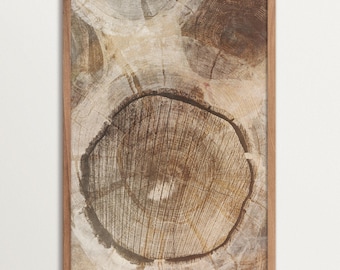 Tree Ring Print – Japandi Minimalist Art, Rustic Wood Grain