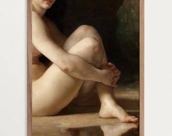 Dark Academia Altered Art – Bouguereau Seated Bather Print