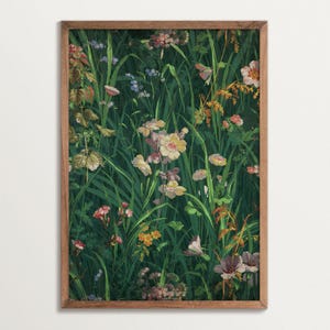Vintage Flower Meadow Wall Art, Floral Poster, French Country Decor, Moody Botanical Print, Cottagecore Wall Art