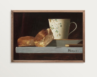 Stilleven schilderij print - ontbijt | Eten Stilleven Eetkamer Decor | Keuken kunst aan de muur