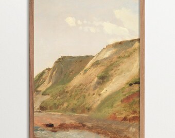 Lámina de paisaje vintage, cuadro costero para pared, lámina de pintura de nubes, decoración del hogar inspirada en la naturaleza.