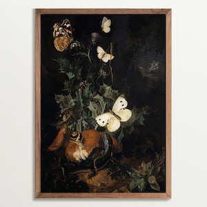 Dark Academia Decor Still Life Painting Print | Dark Cottagecore | Baroque Painting Print