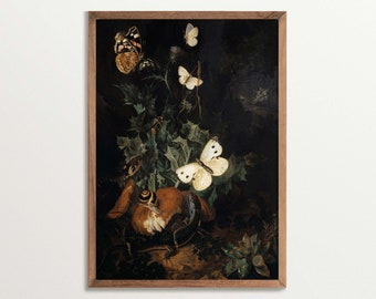 Dark Academia Decor Still Life Painting Print | Dark Cottagecore | Baroque Painting Print