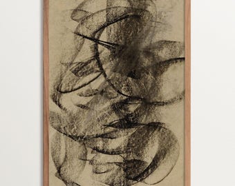 Wabi Sabi Abstract Art Print – Japandi Sketch Poster With Charcoal