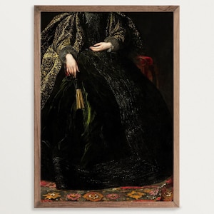 Victorian Woman Art Print, Gothic Dark Academia Decor, Antique Fashion Portrait, Baroque Wall Art, Historical Figure Painting