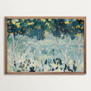 Impressionistisches Landschaftsbild – Orangenbäume Kunstdruck, Französische Landhausdeko, Mediterranes Poster, Cottagecore Stil