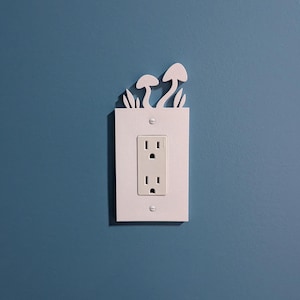Switch Cover Whimsical Mushroom Outlet Cover Cottagecore Outlet Plate White Unique Cover Fun Paintable Light Switch Plate Simple