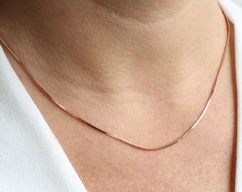 Rose Gold Necklace, Rose Gold Chain, Rose Gold Snake Necklace, dainty rose gold chain necklace, rose gold, gift for her