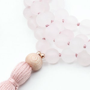 Rose Quartz mala necklace, mala bead necklace, rose quartz, 108 beads, rose quartz necklace, rose gold necklace, gift for her, gift for mom