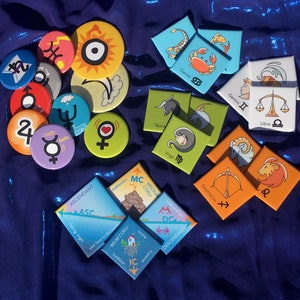 Conjunto de botones personalizados de Astrolomía: Astrología, Signos del Zodíaco, Planetas, Ángulos
