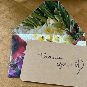 Mini Envelopes from Recycled Book Pages – Set of 10 w/ Blank Notecards | Floral or Adventure Theme | Gift Card Envelopes, Eco-Friendly