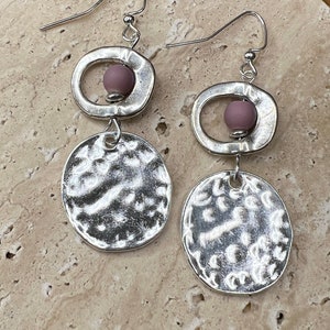 Hammered Silver Disk Earrings