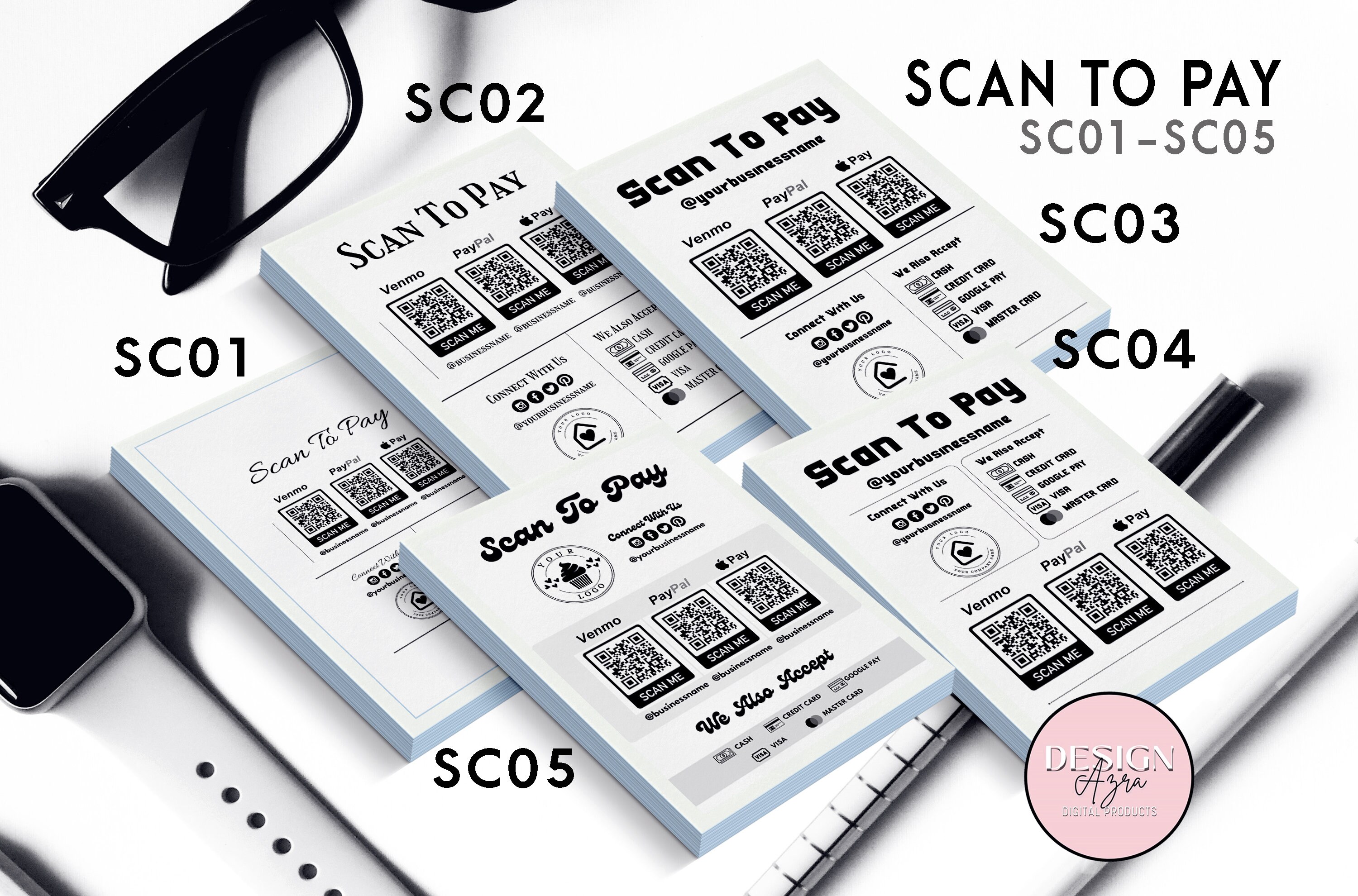 Editable scan to pay card qr code sign template editable etsy norway