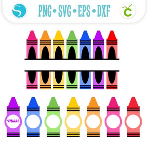 Lápis SVG vector cricut, Crayon Split SVG Pencils Bundle PNG Vecrot dxf Lápis escolares Nome do lápis em camadas, arquivo cortado Silhueta Cricut svg