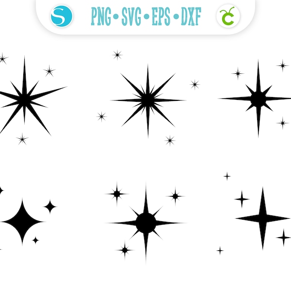 Stars SVG Set, Cut Stars Vector svg, Stars cut SVG for Cricut, Stars PNG clipart Flare svg Stars Silhouette vectors svg Stars Cricut file