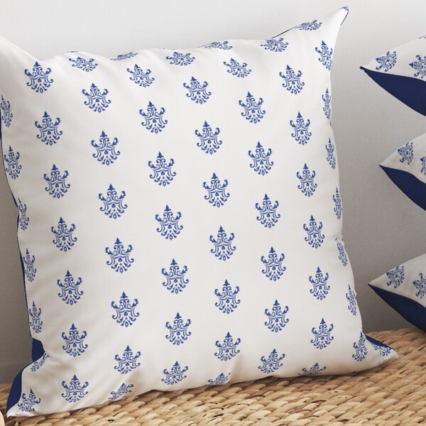 Blue White Damask Etsy