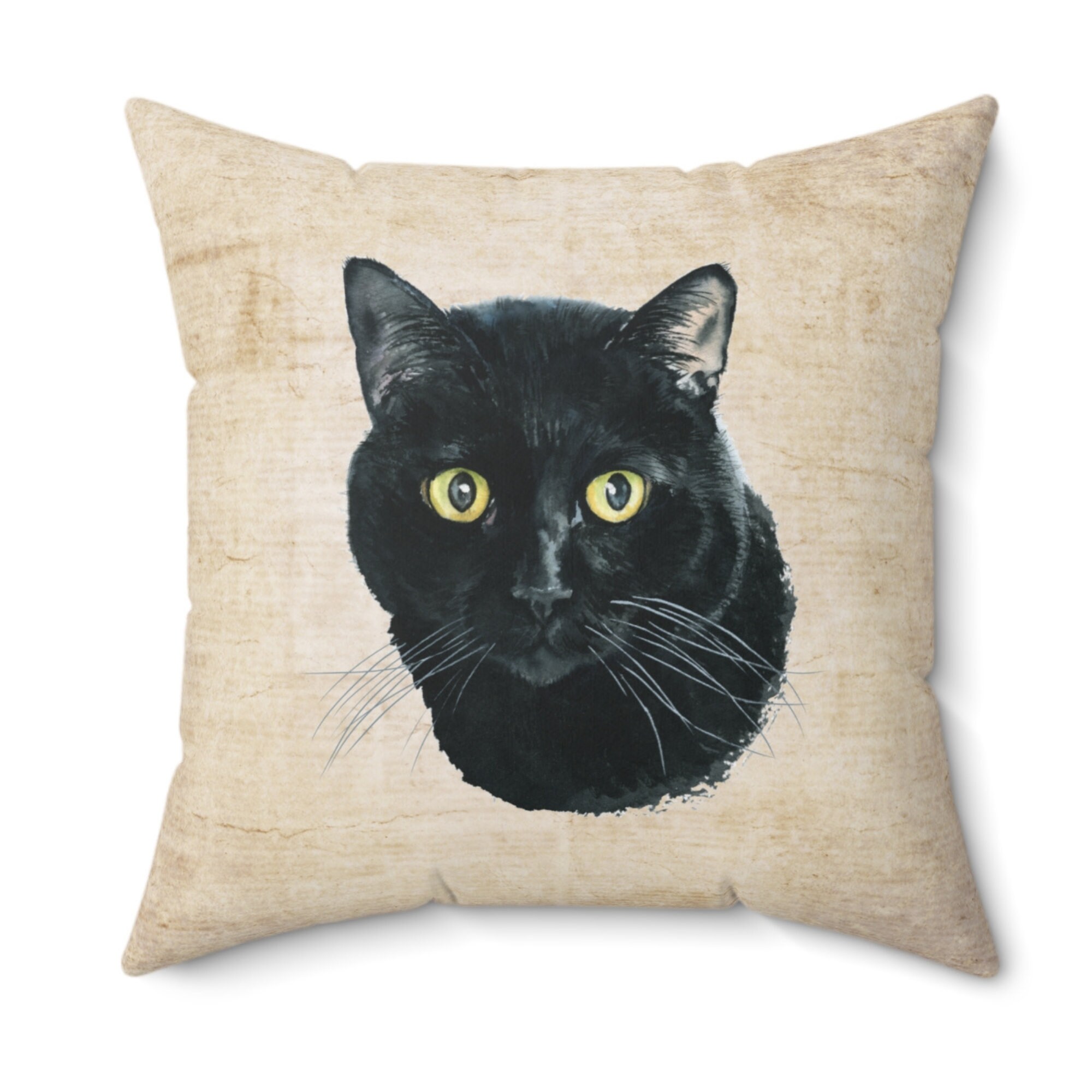Black Cat Pillow Cover Halloween Cat Pillow Cover Cat Etsy