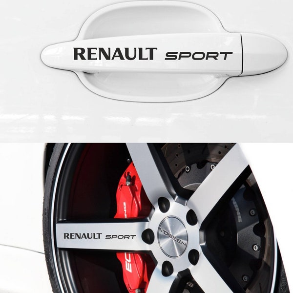 Renault sport decals stickers for door handles and wheels rims 8pcs emblem logo vinyl