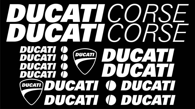 Ducati Corse Logo Decal Sticker Pair – Glossy White