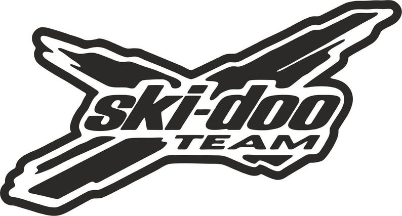 Två SKI-DOO-teamdekaler för snöskoter, vinylgrafik, logotyp, snöhjälm, skärm bild 3
