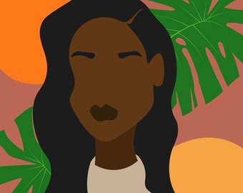 Island Gyal| Digital Print| Black Woman Art | Digital Art Prints | Afro | Black Woman