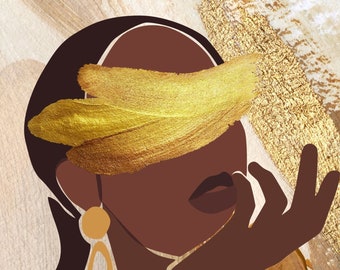 Golden Scars II| Digital Print| Black Woman Art | Digital Art Prints | Afro | Black Woman