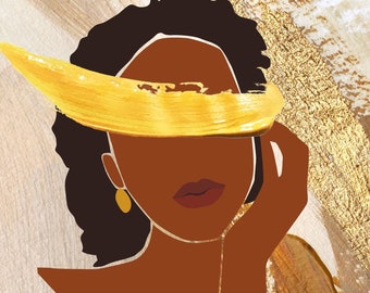 Golden Scars I| Digital Print| Black Woman Art | Digital Art Prints | Afro | Black Woman