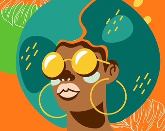 Sunkissed| Digital Print| Black Woman Art | Digital Art Prints | Afro | Black Woman