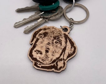 Custom Engraved Wood Dog Keychain | Custom Pet Portrait | Personalized Pet Gift | Custom keychain