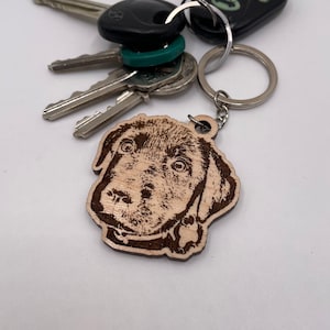 Custom Engraved Wood Dog Keychain | Custom Pet Portrait | Personalized Pet Gift | Custom keychain