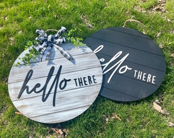 Hello There Shiplap Door Hanger | Farmhouse Door Hanger | Front Door Decor