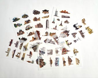 The  World Famous Architecture Scrapbook washi sticker sheet