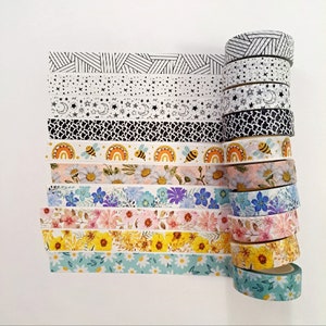 The floral, simple patten and gold foil 24inch sample washi tape