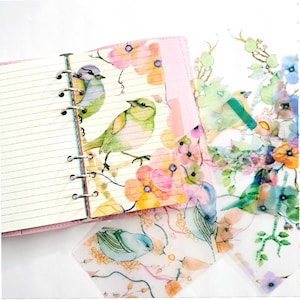 The cute flower and bird 5 tab binder dividers