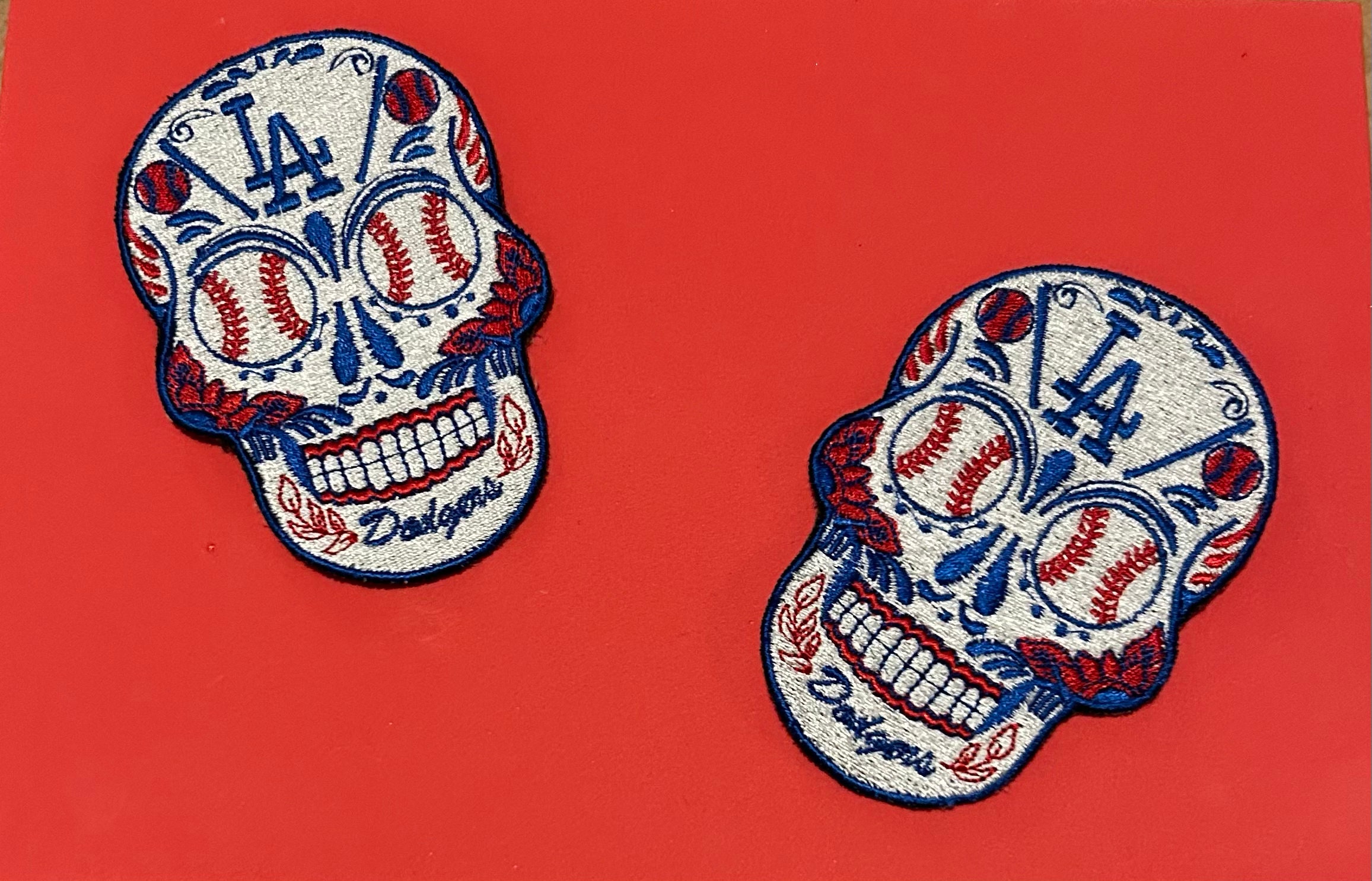 Handmade LA Dodgers Sugar Skull Sign